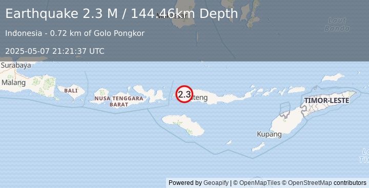 Earthquake Flores Region, Indonesia (2.3 M) (2025-05-07 21:21:37 UTC)