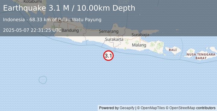 Earthquake Java, Indonesia (3.1 M) (2025-05-07 22:31:24 UTC)