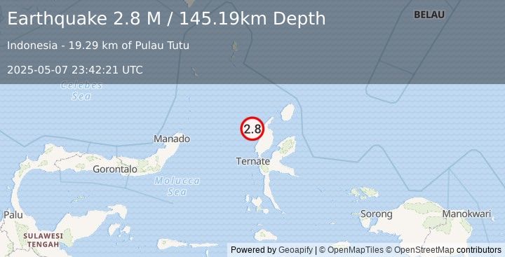 Earthquake Halmahera, Indonesia (2.8 M) (2025-05-07 23:42:21 UTC)