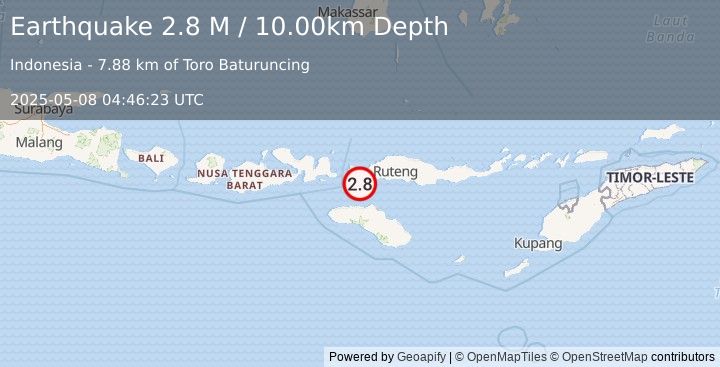 Earthquake Flores Region, Indonesia (2.8 M) (2025-05-08 04:46:23 UTC)