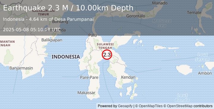Earthquake Sulawesi, Indonesia (2.3 M) (2025-05-08 05:10:18 UTC)