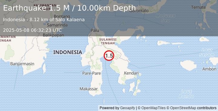 Earthquake Sulawesi, Indonesia (1.5 M) (2025-05-08 06:32:23 UTC)