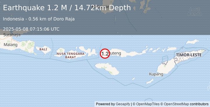 Earthquake Flores Region, Indonesia (1.2 M) (2025-05-08 07:15:06 UTC)