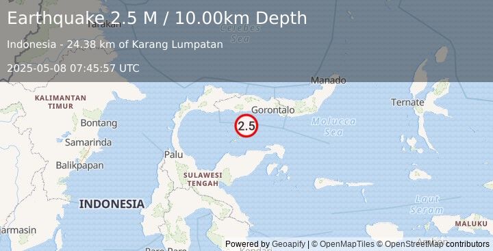 Earthquake Minahassa Peninsula, Sulawesi (2.5 M) (2025-05-08 07:45:57 UTC)