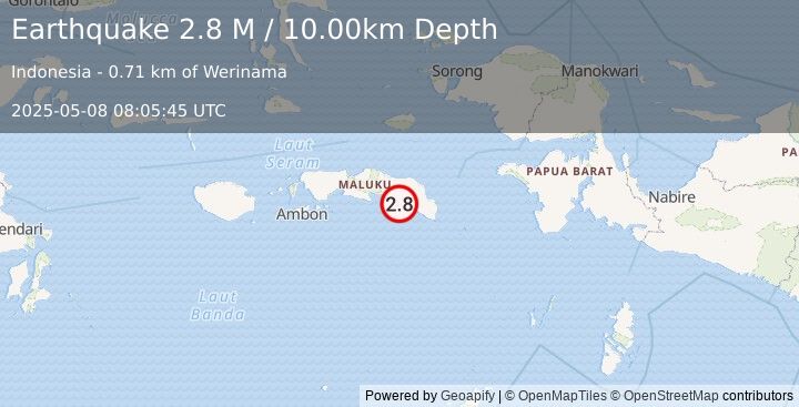 Earthquake Seram, Indonesia (2.8 M) (2025-05-08 08:05:45 UTC)