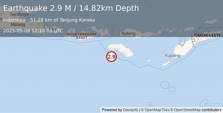 Earthquake Sumba Region, Indonesia (2.9 M) (2025-05-08 12:18:08 UTC)