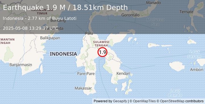 Earthquake Sulawesi, Indonesia (1.9 M) (2025-05-08 13:29:37 UTC)