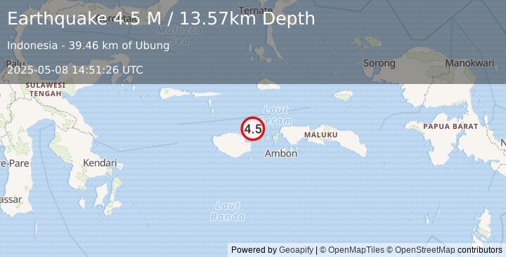 Earthquake Ceram Sea (4.6 M) (2025-05-08 14:51:27 UTC)