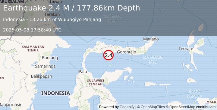 Earthquake Minahassa Peninsula, Sulawesi (2.4 M) (2025-05-08 17:58:40 UTC)