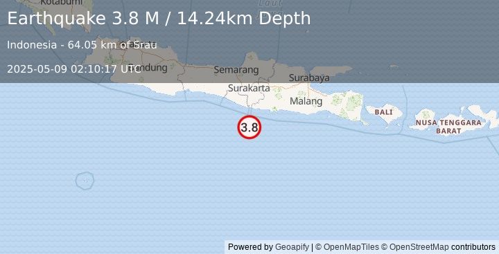 Earthquake Java, Indonesia (3.8 M) (2025-05-09 02:10:17 UTC)