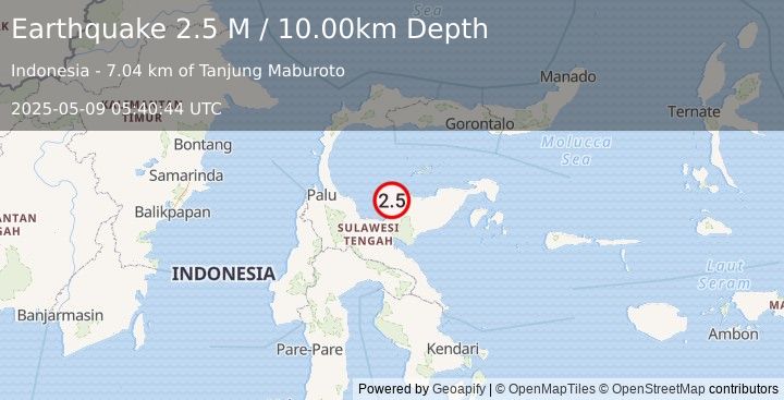 Earthquake Sulawesi, Indonesia (2.5 M) (2025-05-09 05:40:44 UTC)