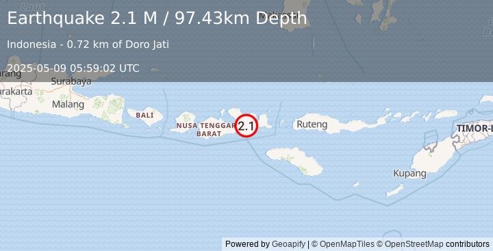 Earthquake Sumbawa Region, Indonesia (2.1 M) (2025-05-09 05:59:02 UTC)
