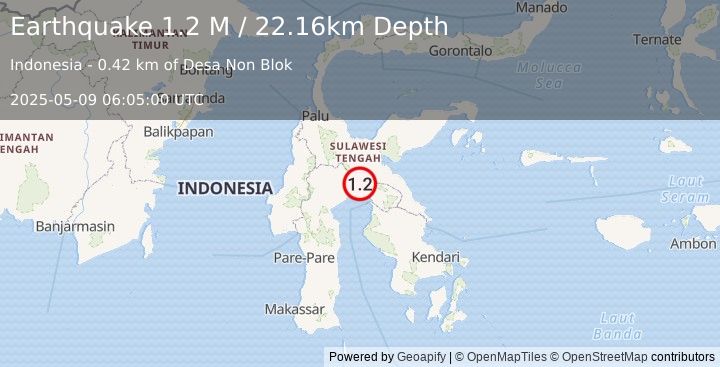 Earthquake Sulawesi, Indonesia (1.2 M) (2025-05-09 06:05:00 UTC)