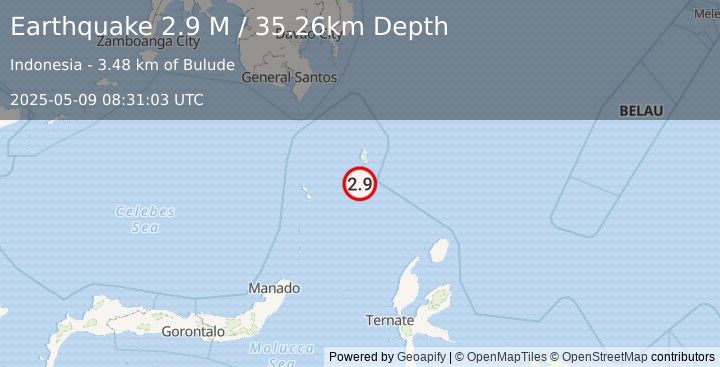 Earthquake Talaud Islands, Indonesia (2.9 M) (2025-05-09 08:31:03 UTC)