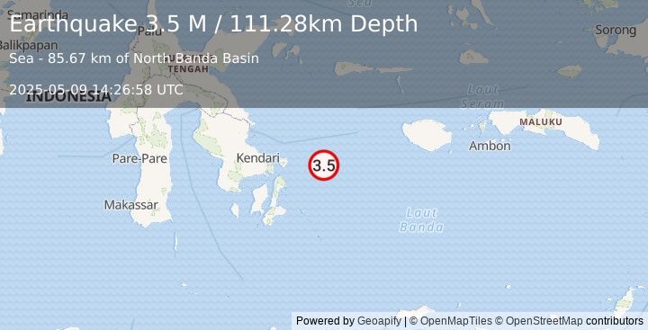Earthquake Banda Sea (3.5 M) (2025-05-09 14:26:58 UTC)