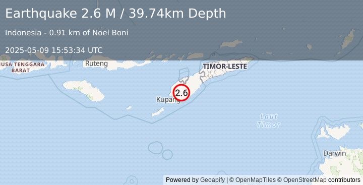 Earthquake Timor Region (2.6 M) (2025-05-09 15:53:34 UTC)