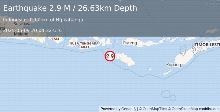 Earthquake Sumba Region, Indonesia (2.9 M) (2025-05-09 20:04:32 UTC)