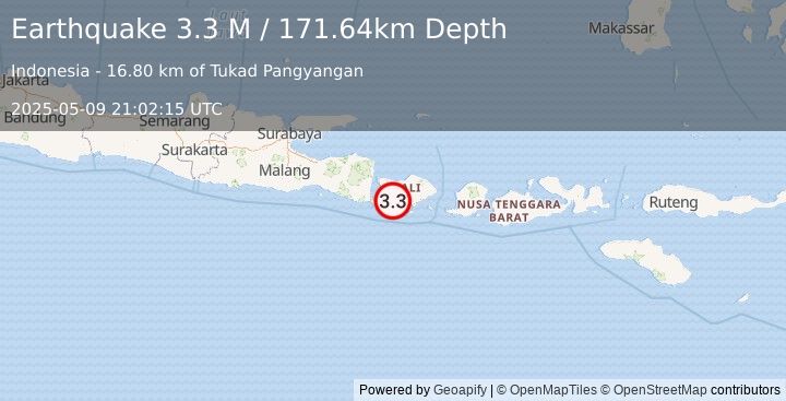 Earthquake Bali Region, Indonesia (3.3 M) (2025-05-09 21:02:15 UTC)