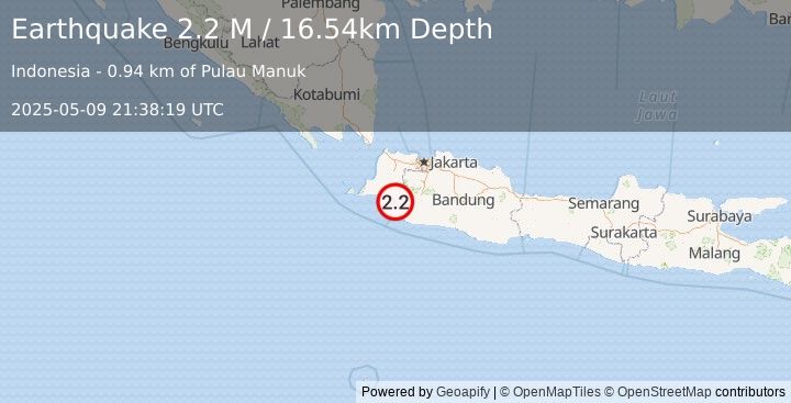 Earthquake Java, Indonesia (2.2 M) (2025-05-09 21:38:19 UTC)