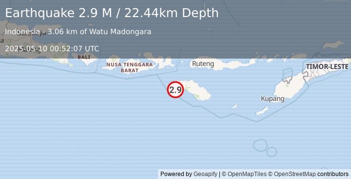 Earthquake Sumba Region, Indonesia (2.9 M) (2025-05-10 00:52:07 UTC)