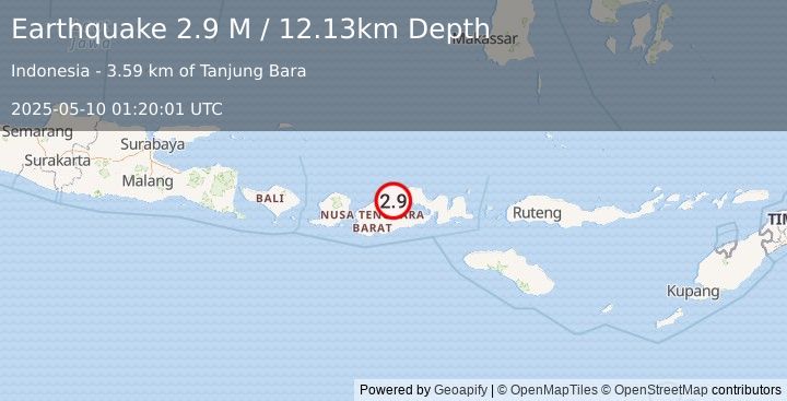Earthquake Sumbawa Region, Indonesia (2.9 M) (2025-05-10 01:20:01 UTC)