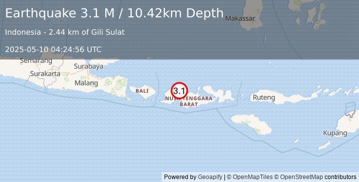 Earthquake Sumbawa Region, Indonesia (3.1 M) (2025-05-10 04:24:56 UTC)