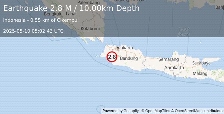 Earthquake Java, Indonesia (2.8 M) (2025-05-10 05:02:43 UTC)