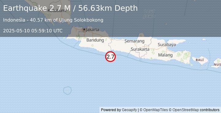 Earthquake Java, Indonesia (2.7 M) (2025-05-10 05:59:10 UTC)