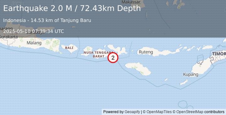 Earthquake Sumbawa Region, Indonesia (2.0 M) (2025-05-10 07:39:34 UTC)