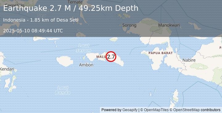 Earthquake Seram, Indonesia (2.7 M) (2025-05-10 08:49:44 UTC)