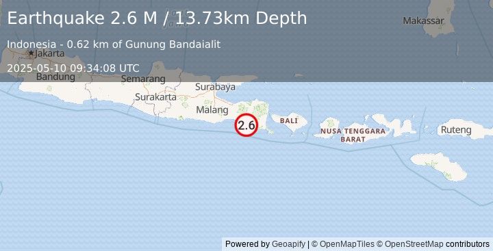 Earthquake Java, Indonesia (2.6 M) (2025-05-10 09:34:08 UTC)