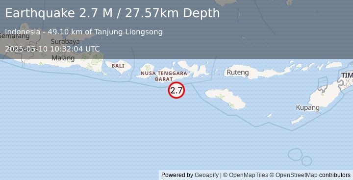 Earthquake Sumbawa Region, Indonesia (2.7 M) (2025-05-10 10:32:04 UTC)