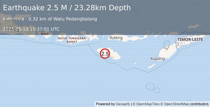 Earthquake Sumba Region, Indonesia (2.5 M) (2025-05-10 15:37:01 UTC)