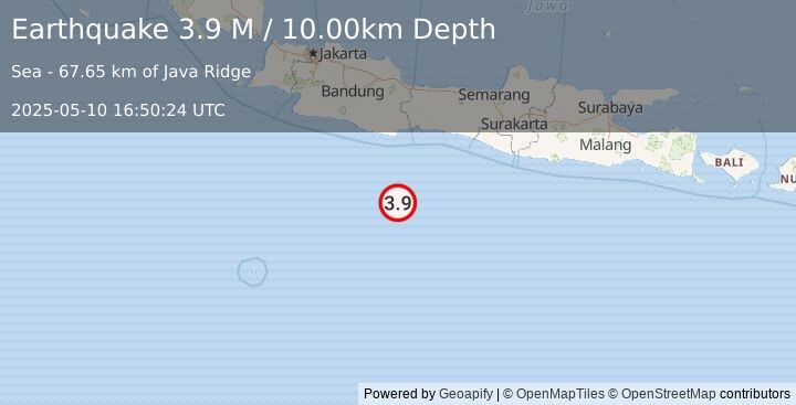 Earthquake Java, Indonesia (3.8 M) (2025-05-10 16:50:25 UTC)