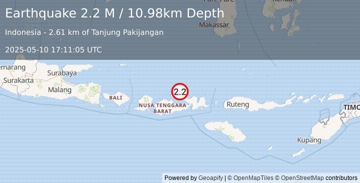 Earthquake Sumbawa Region, Indonesia (2.2 M) (2025-05-10 17:11:05 UTC)