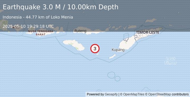 Earthquake Savu Sea (3.0 M) (2025-05-10 19:29:18 UTC)