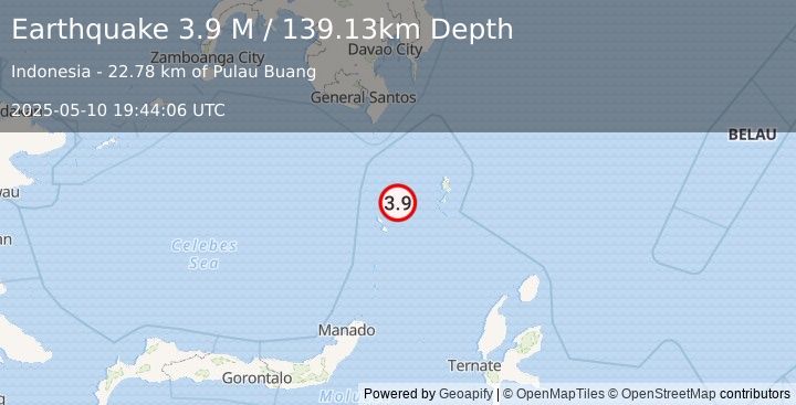 Earthquake Talaud Islands, Indonesia (3.9 M) (2025-05-10 19:44:06 UTC)