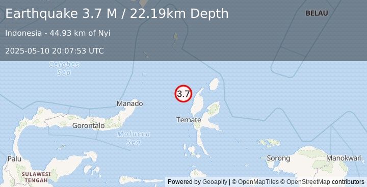 Earthquake Halmahera, Indonesia (3.7 M) (2025-05-10 20:07:53 UTC)