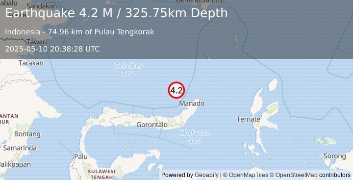 Earthquake Celebes Sea (4.2 M) (2025-05-10 20:38:28 UTC)