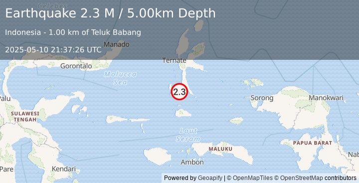 Earthquake Halmahera, Indonesia (2.3 M) (2025-05-10 21:37:26 UTC)