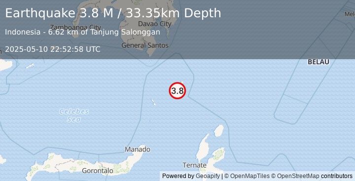 Earthquake Talaud Islands, Indonesia (3.8 M) (2025-05-10 22:52:58 UTC)