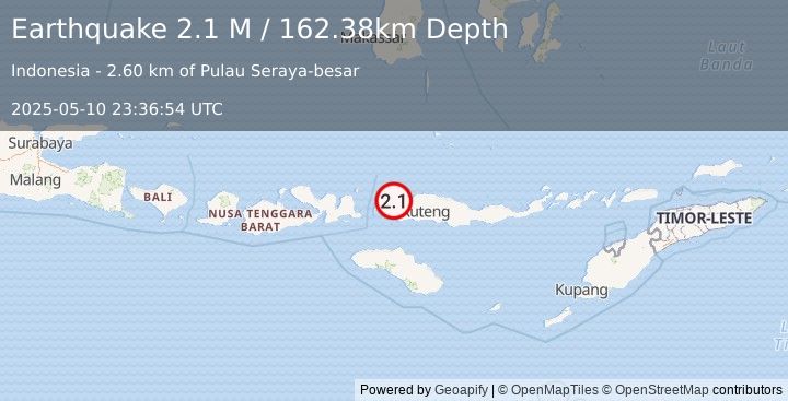 Earthquake Flores Region, Indonesia (2.1 M) (2025-05-10 23:36:54 UTC)