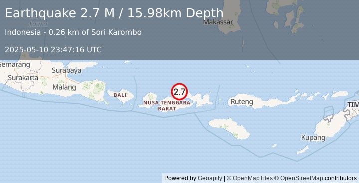 Earthquake Sumbawa Region, Indonesia (2.7 M) (2025-05-10 23:47:16 UTC)