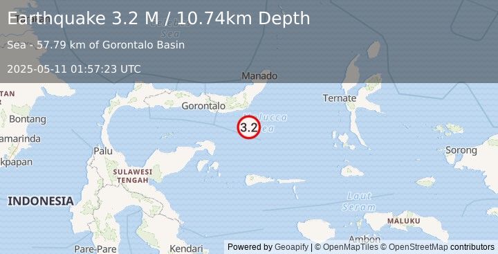 Earthquake Southern Molucca Sea (3.2 M) (2025-05-11 01:57:23 UTC)