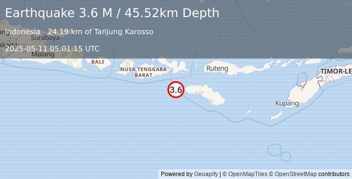 Earthquake Sumbawa Region, Indonesia (3.6 M) (2025-05-11 05:01:15 UTC)