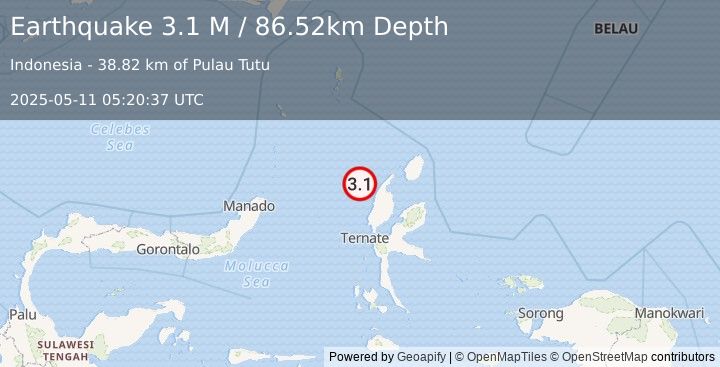Earthquake Halmahera, Indonesia (3.1 M) (2025-05-11 05:20:37 UTC)