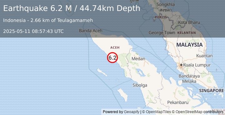 Earthquake Northern Sumatra, Indonesia (5.9 M) (2025-05-11 08:57:42 UTC)