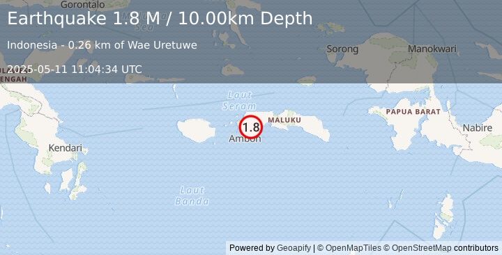 Earthquake Seram, Indonesia (1.8 M) (2025-05-11 11:04:34 UTC)