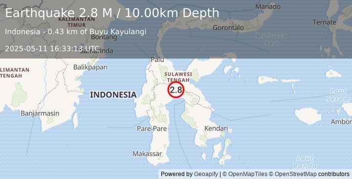 Earthquake Sulawesi, Indonesia (2.8 M) (2025-05-11 16:33:13 UTC)