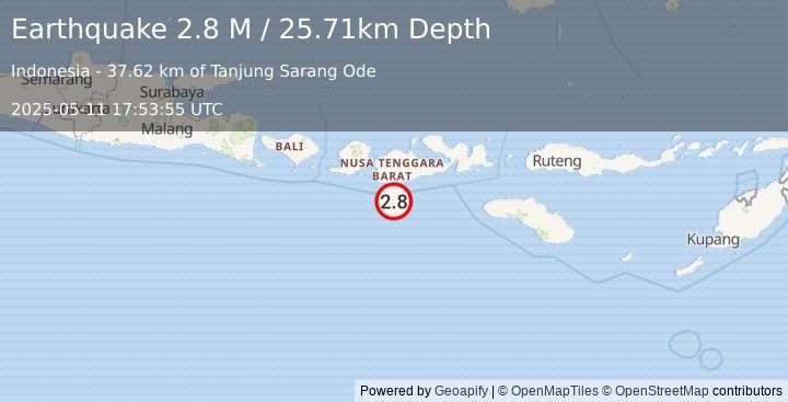 Earthquake Sumbawa Region, Indonesia (2.8 M) (2025-05-11 17:53:55 UTC)